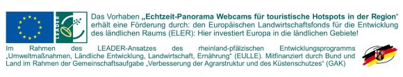 Text mit Förderhinweis: Das Vorhaben erhält eine Förderung durch den Europäischen Landwirtschaftsfonds für die Entwicklung des ländlichen Raums (ELER). Hier investiert Europa in die ländlichen Gebiete. Im Rahmen des LEADER-Ansatzes des rlp-Enticklungsprogramss EULLE. Mitfinanziert durch Bund und Land im Rahmen der Gemeinschaftsaufgabe "Verbesserung der Agrarstruktur und des Küstenschutzes" (GAK)